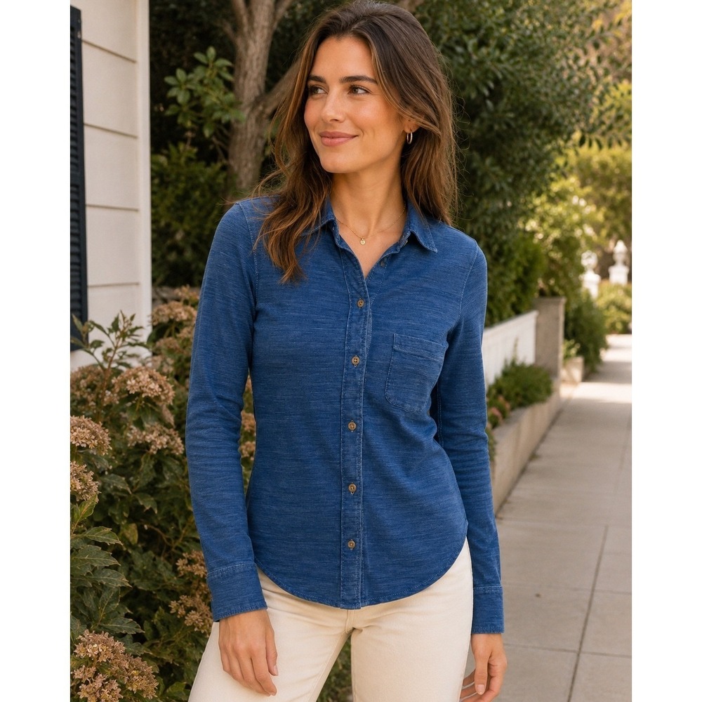 Faherty Knit Seasons Organic Cotton Button Down XS Blue